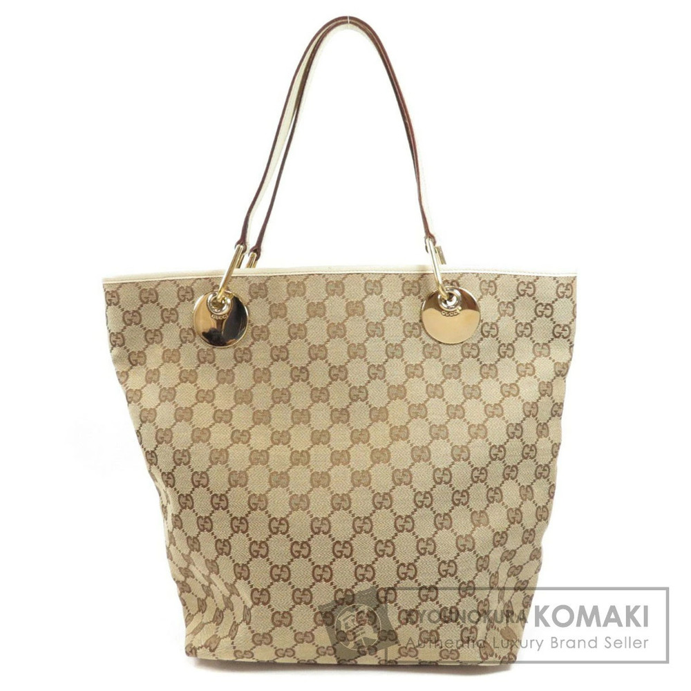 Gucci GG Canvas Eclipse Tote Shoulder Bag Brown